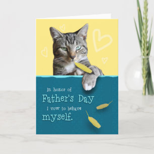 Carte de Fête des pères humoristique avec chat coq
