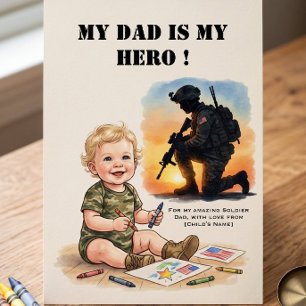 Carte de fête des pères militaire Mon papa héros