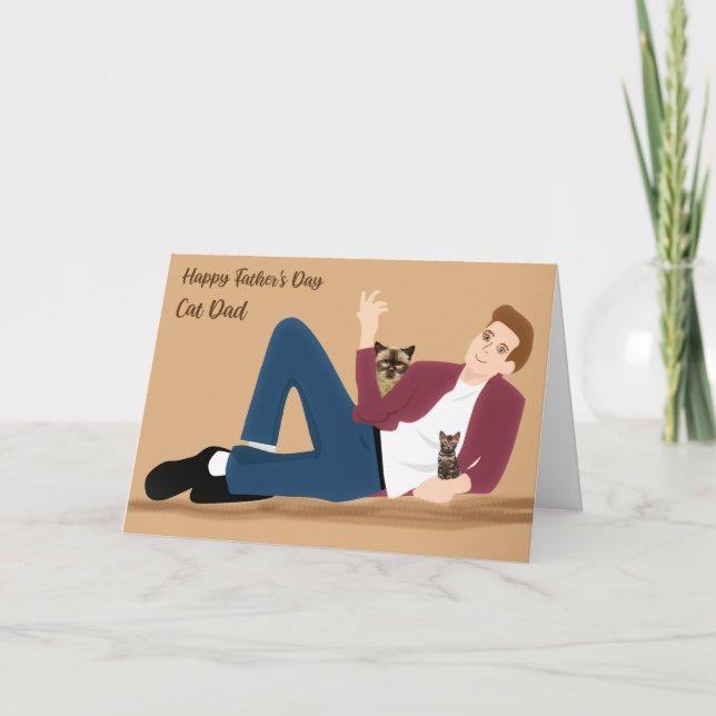Carte de Fête des pères papa chat Homme avec chats (Devant)