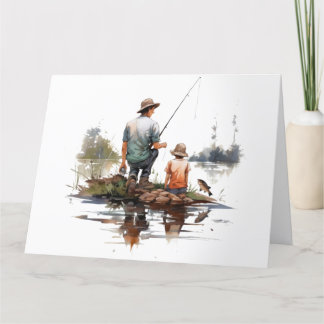 Carte de Fête des pères papa de pêche