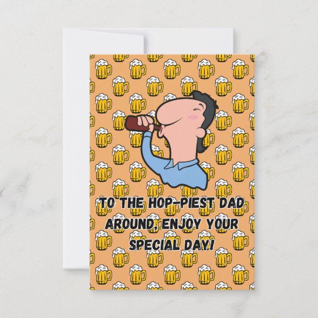 Carte de Fête des pères papa Hoppiest Funny beer P (Devant)