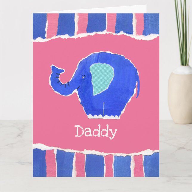 Carte de Fête des pères personnalisée Cute Elephan (Devant)