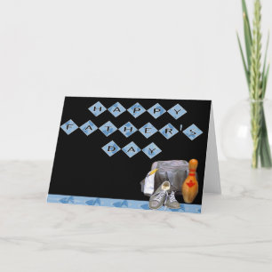 Carte de Fête des pères Retro Bowling Night Happy