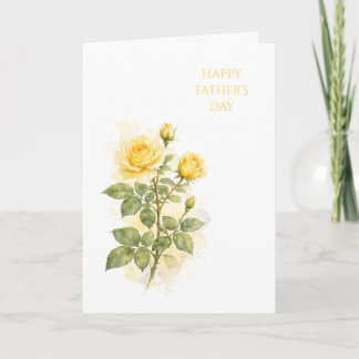 Carte de fête des pères Rose jaune aquarelle