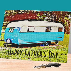 Carte de Fête des pères vintage Camper Trailer