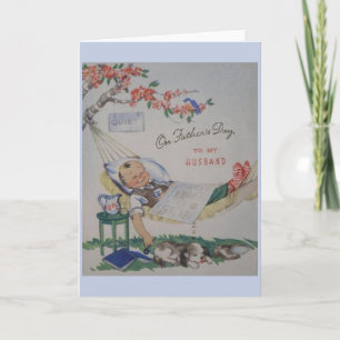 Carte de Fête des pères vintage pour mari