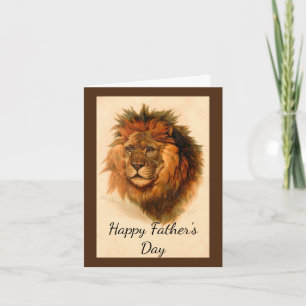 Carte de fête des pères visage de lion