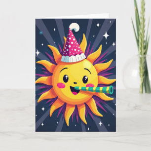 Carte de fête du soleil souriant joyeux