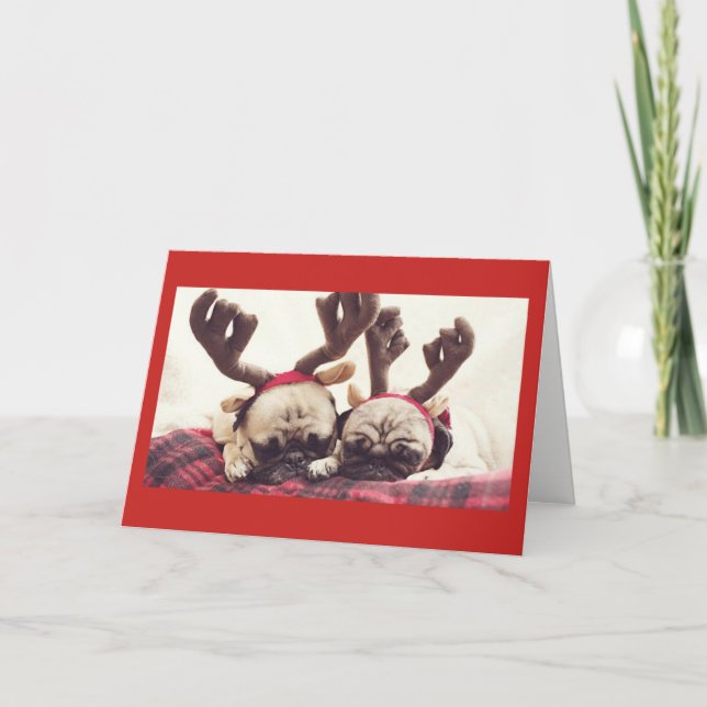 Carte de fête orientée de Noël de chiot (Devant)