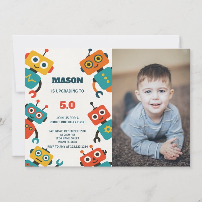 Carte de fête pour enfants modifiable pour garçons (Devant)