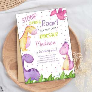 Carte de fête Roarsome mignonne pour filles