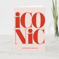 Carte de fête rose et rouge avec une typographie g