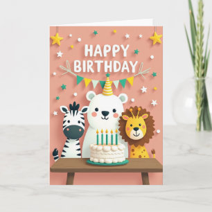 Carte de fête Trio d'animaux