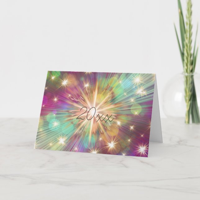 Carte de feu d'artifice personnelle de bonne année (Devant)