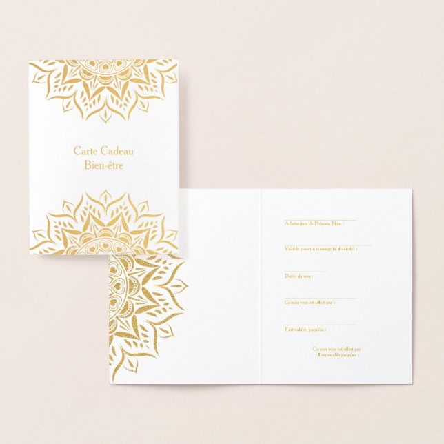 Carte de feuille de mandala des coeurs d'or (Affichage)