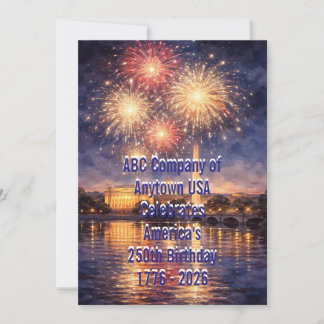 Carte de feux d'artifice pour le 250e anniversaire