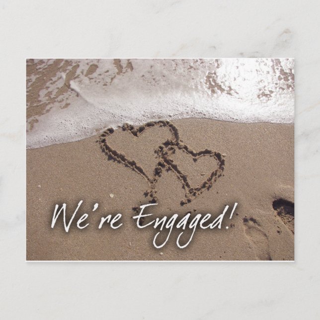 Carte de fiançailles d'amour sur la plage (Devant)