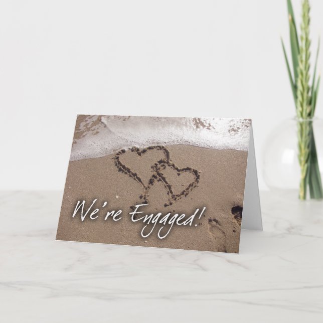 Carte de fiançailles sur la plage d'amour (Devant)