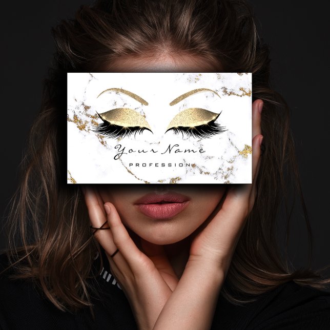 Carte de fidélité 10 Extension de la laisse de maq (Loyalty Card 10 Makeup Lash Extension Marble Gold)
