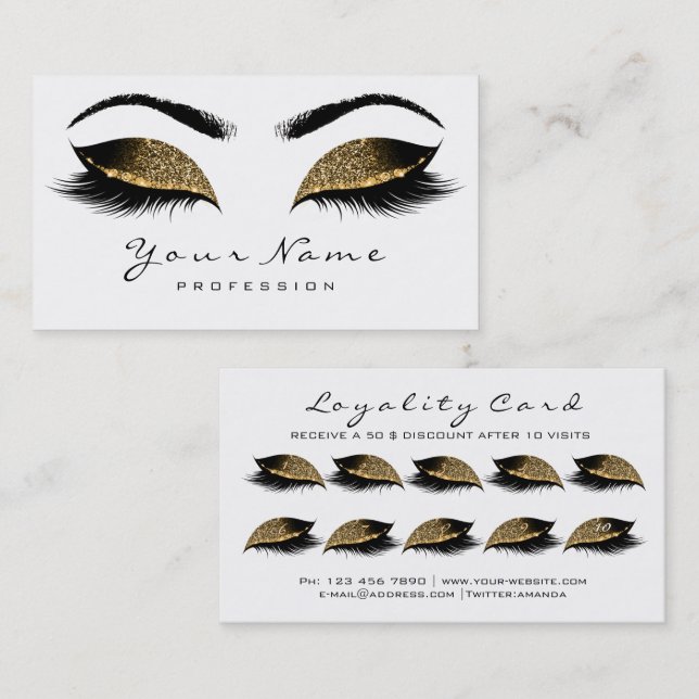 Carte de fidélité 10 Lashes de maquillage Extensio (Devant / Derrière)