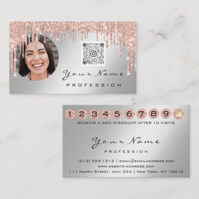 Carte de fidélité 10 Punch Crown Argent QR Logo Ph (Devant / Derrière)