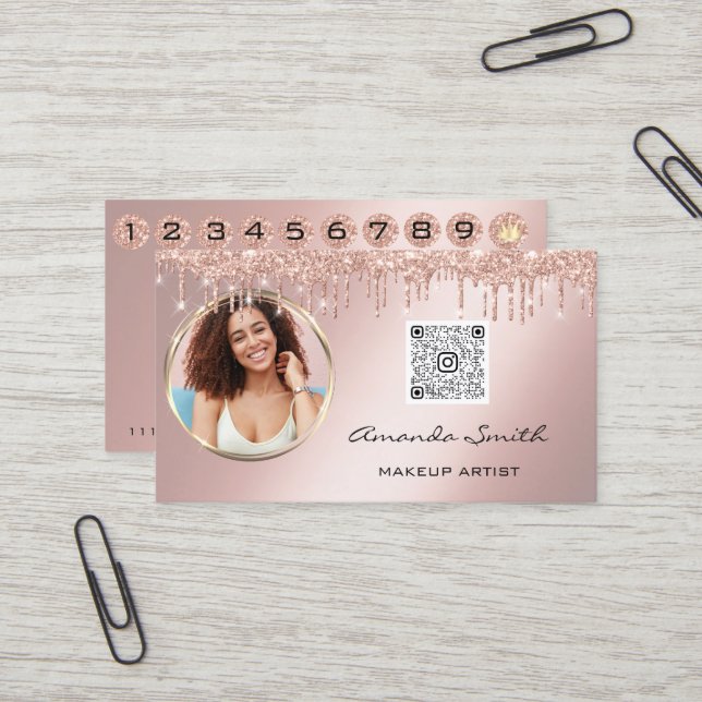 Carte de fidélité 10 Punch Rose de la Couronne QR  (Devant/Arrière en situation)