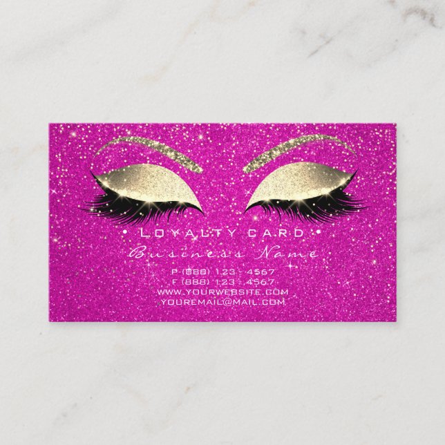 Carte de fidélité 6 Lashes Gold Hot Rose Crown Con (Devant)