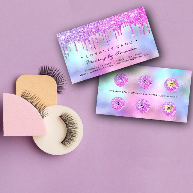 Carte de fidélité 6 Punch Artiste maquillage rose  (Créateur téléchargé)
