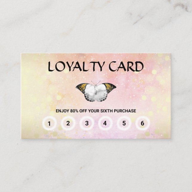 Carte De Fidélité *~* 6 Punch Butterfly Moth Magic Peach Gold (Devant)