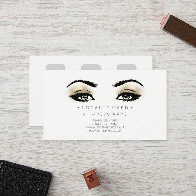 Carte de fidélité 6 Punch Client Beauté Salon Faux (Devant/Arrière en situation)