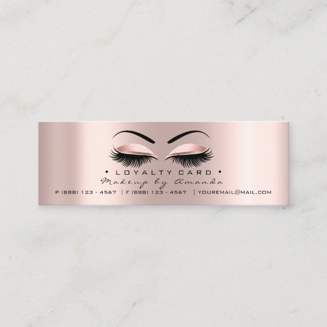 Carte de fidélité 6 Punch Maquillage Coeur Rose Or (Devant)