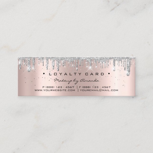 Carte de fidélité 6 Punch maquillage gris Rose pet (Devant)
