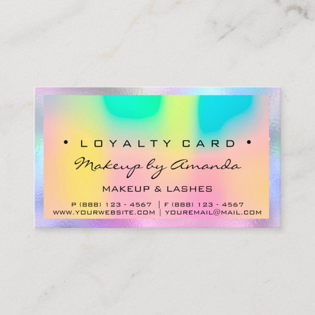 Carte de fidélité 6 Punch maquillage ongle Hologra (Devant)