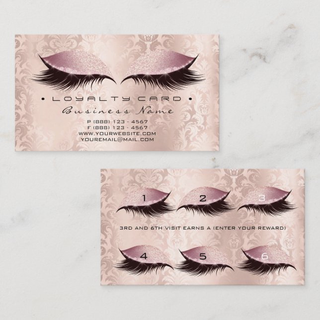 Carte de fidélité 6 Salon de beauté Lashes Damask  (Devant / Derrière)