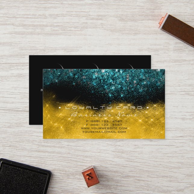 Carte de fidélité 6 Salon de beauté Turquoise Blue (Devant/Arrière en situation)