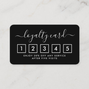 Carte de fidélité à script simple - noir et blanc