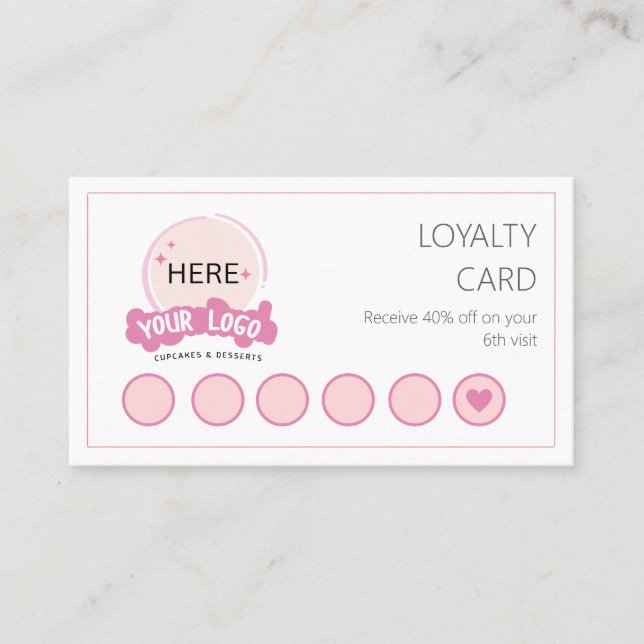 Carte De Fidélité Ajoutez votre logo Boulangerie rose (Devant)