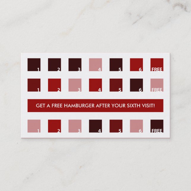 Carte De Fidélité appréciation du client HAMBURGER (carrés de mode) (Devant)