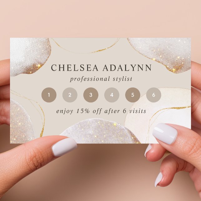 Carte De Fidélité Aquarelle Abstraite Luxe Élégant Doré Brillante (Créateur téléchargé)