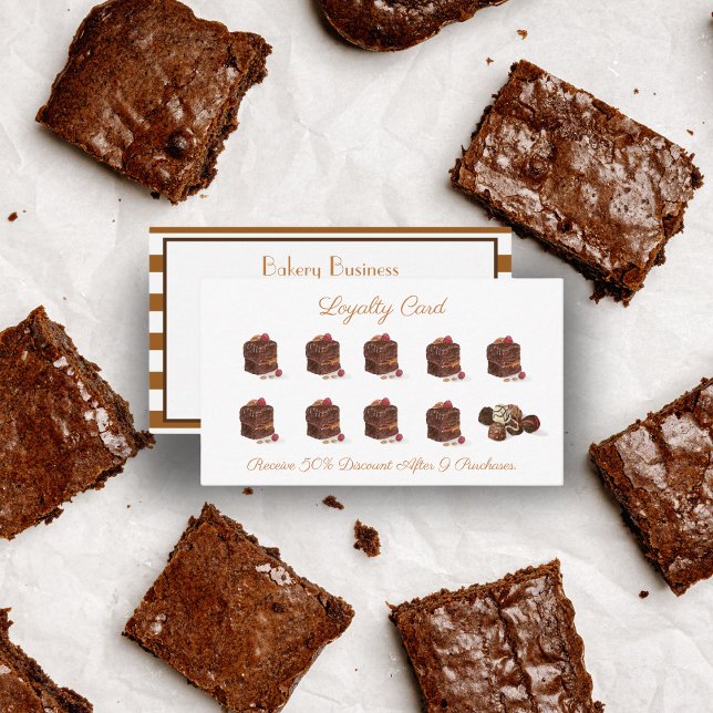 Carte De Fidélité Aquarelle Boulangerie Sucres Brownie Et Candy (Sweeten every visit with our Watercolor Bakery Sweets Brownie and Candy Loyalty Card!)
