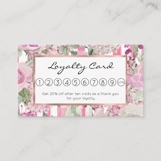 Carte De Fidélité Aquarelle couleur géométrique pastel vert rose flo (Devant)