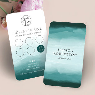 Carte De Fidélité Aquarelle moderne Turquoise Beauté Salon Nails Spa