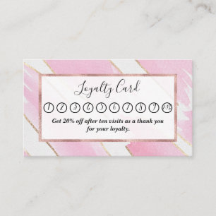 Carte De Fidélité Aquarelle rose vermillon géant