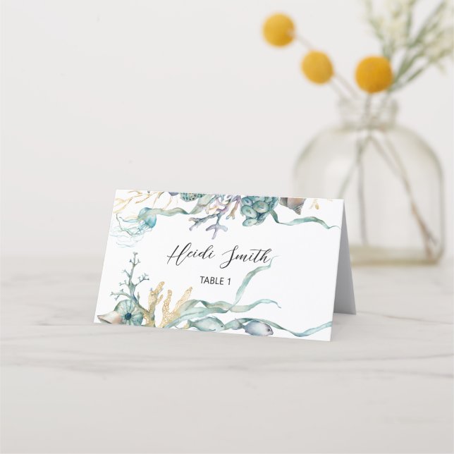 Carte De Fidélité Aquarelle sous la mer Jellyfish Nourriture ou lieu (Devant)