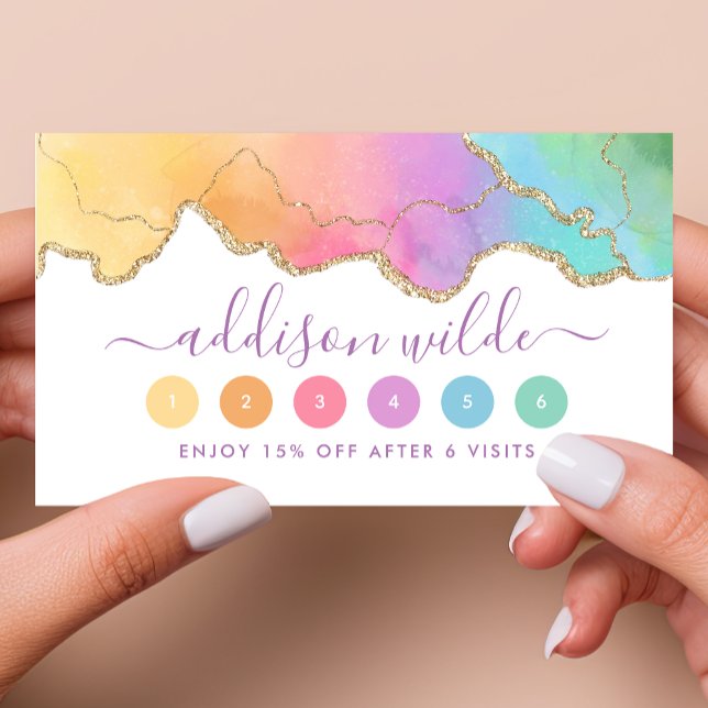 Carte de fidélité Arc-en-ciel et Aquarelle Or (Créateur téléchargé)