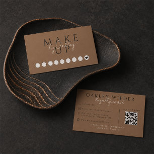 Carte De Fidélité Artiste de Maquillage Code QR Terracotta Foncé