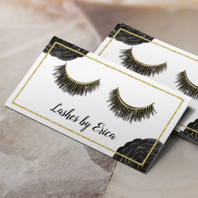 Carte De Fidélité Artiste de maquillage de Lash Technicien Noir Flor (Créateur téléchargé)