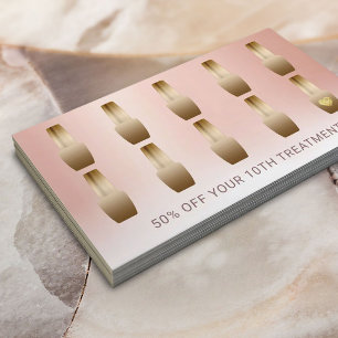 Carte De Fidélité Artiste de maquillage de salon Nail Rose Gold