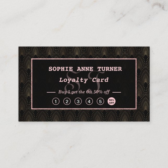Carte De Fidélité Artiste maquillage Rose Art Déco (Devant)