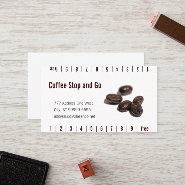 Carte de fidélité aux haricots de café (Devant/Arrière en situation)